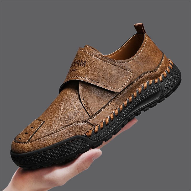 Frühlings- und Herbst-Handgenähte Herrenschuhe, Lässige Sandalen, Herren-Lederschuhe zum Hineinschlüpfen, Niedrig geschnitten, Große Größe