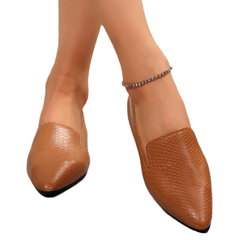 Chaussures plates pour femmes 2025 nouvelles chaussures simples pointues à motif serpent à semelle plate chaussures simples commerce extérieur grande taille chaussures paresseuses à enfiler