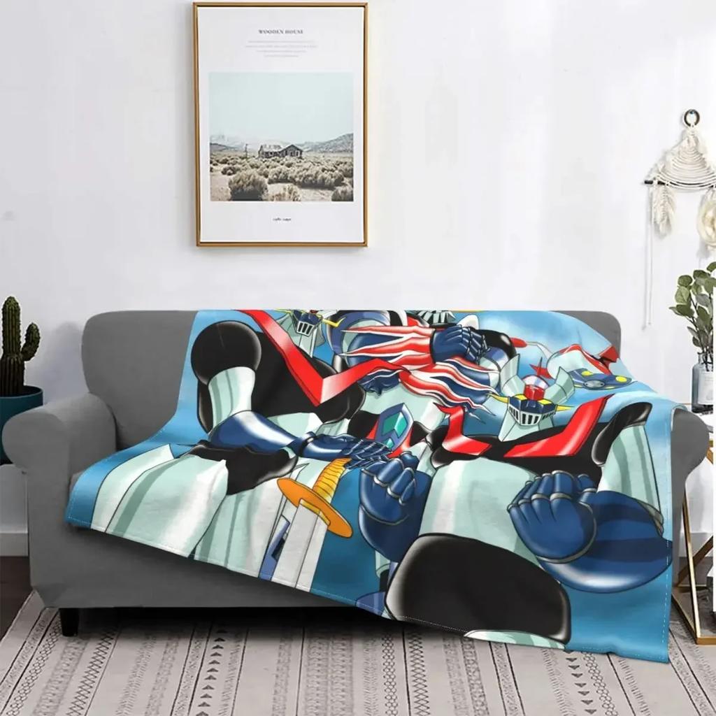 Goldrake UFO Robot Blanket Soft Flannel Fleece Warm Grendizer Mazinger Throw Blankets for Office Bedding Couch Bedspreads