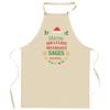 Kitchen Apron - Maryse - "Nice Kids List" Pattern (Christmas) - Durable Cotton Printed In France - Adjustable Ties