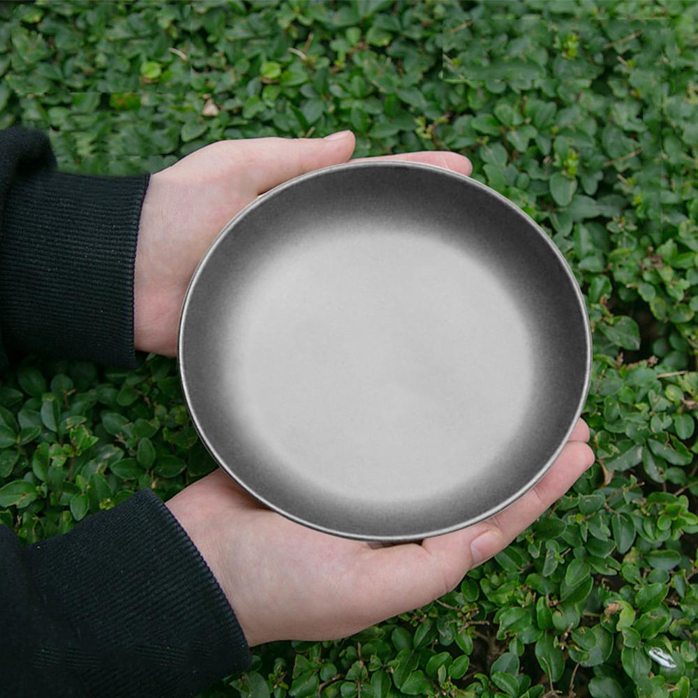 Placă Ușoară din Titan Placă pentru Cină Fructe Tigaie Recipient Alimentar pentru Camping în Aer Liber Drumeții Backpacking Picnic Grătar