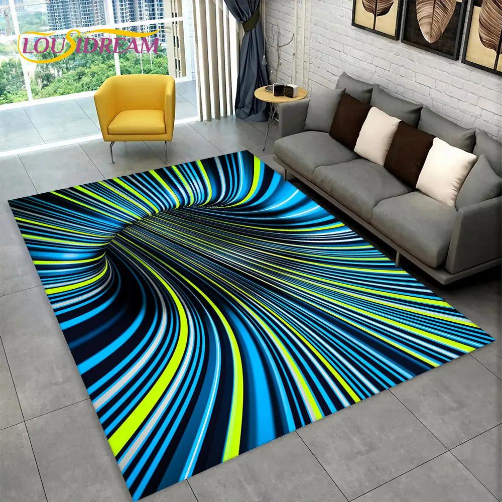 3D Vortex Illusion Area Rug,Abstract Geometric Optical Carpet Rug for Living Room Bedroom Sofa Doormat Decor Non-slip Floor Mat