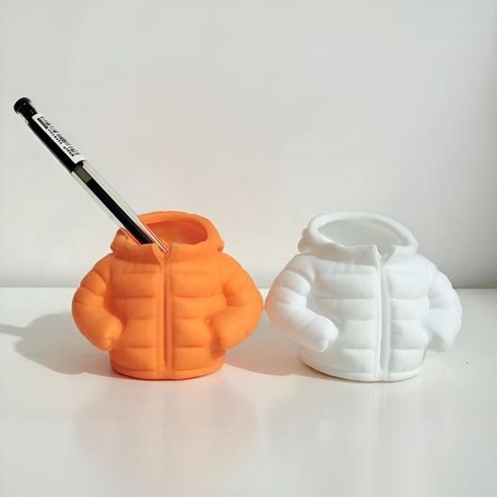 Cartoon Puffer Jacket Pen Holder, Cute Desk Organizer, Novelty Pencil Container for Markers Stationery And Desktop Accessories