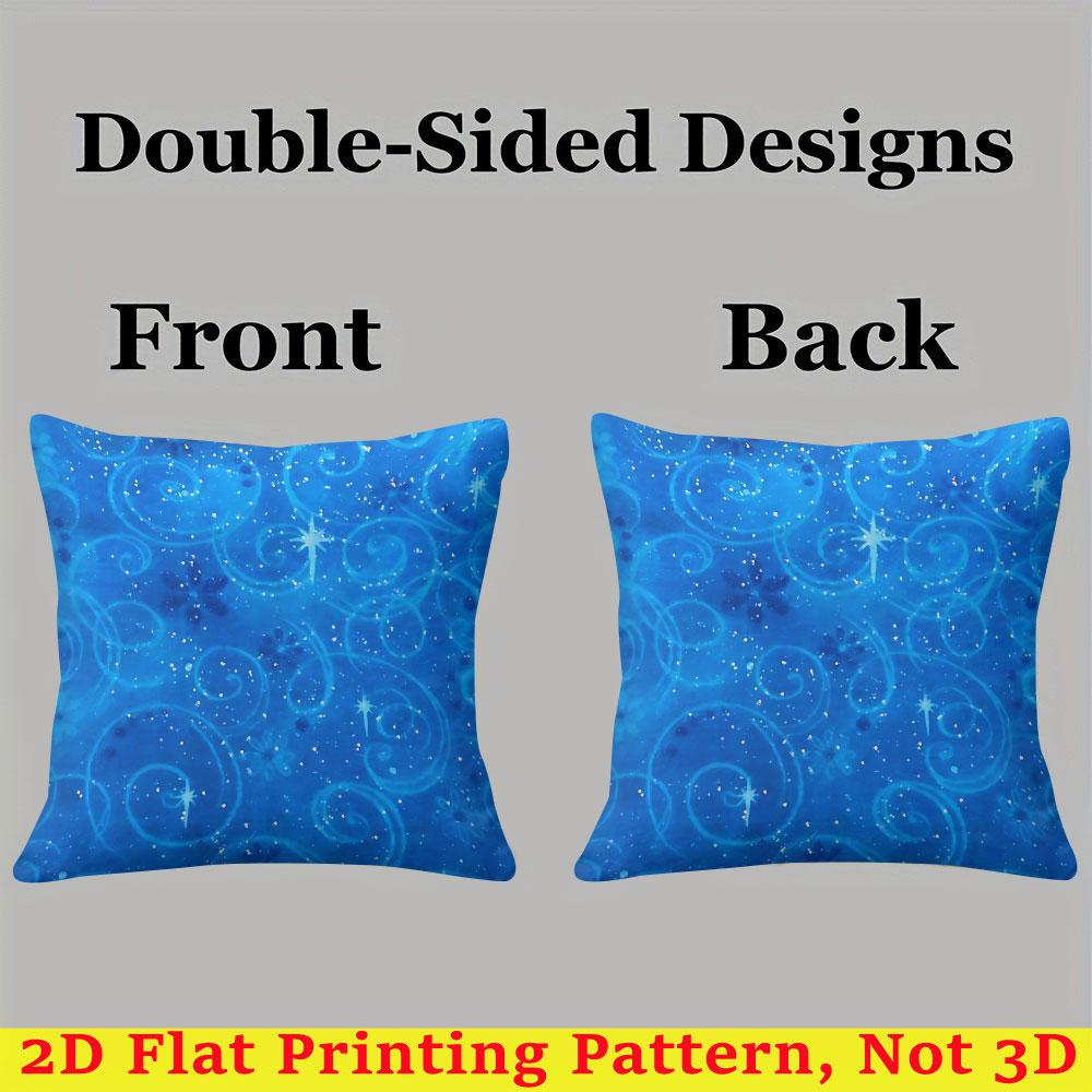 Blue Sparkle Swirl Square Jacquard Pillow Cover for Sofa Office Waist Cushion Cover Home Decorative Pillowcase