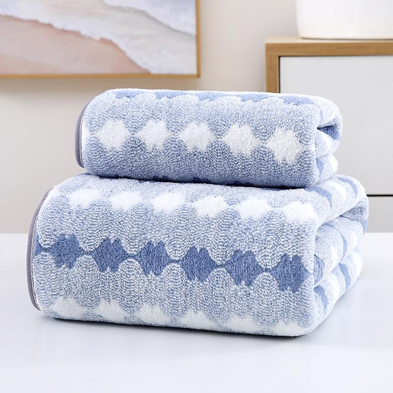 Coral Fleece Edge Wrapped Thick Bath Towel for Women, Super Soft, Super Absorbent, Fast Drying