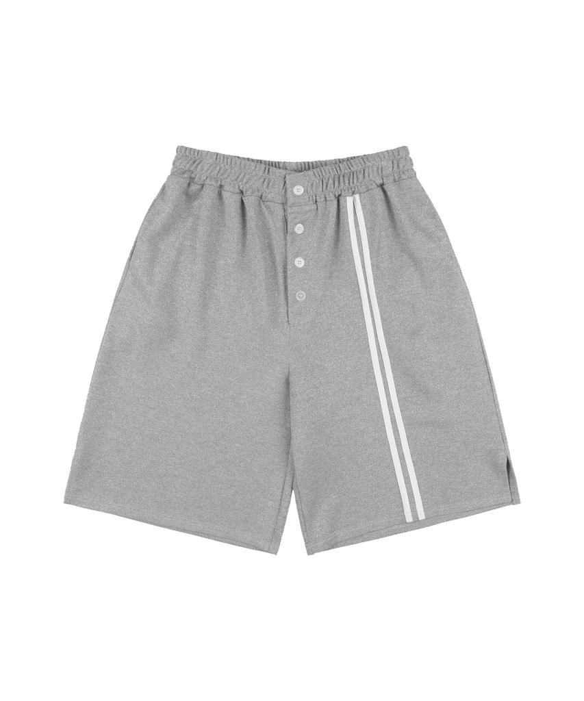 FANCY CLUB Button-Up Bermuda Sweatpants (Gray) F25Qd817