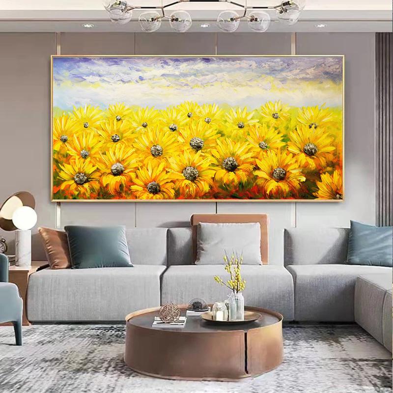 Abstract Sunflower Flower Oil Canvas Painting Nordic Posters and Prints Wall Art Pictures Living Room Home Decor No Frame