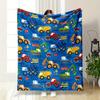 Kids Excavator Bulldozer Pattern Throw Blanket Bedroom Blanket for Livingroom Couch Lunch Break Soft Throw for Friend's Festival Gift