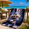 Elegant Bunny Portrait Beach Towel Microfiber Beach Towel, Lightweight and Quick-Dry, for Summer Travel, Swimming Pool Fan Birthday Gift