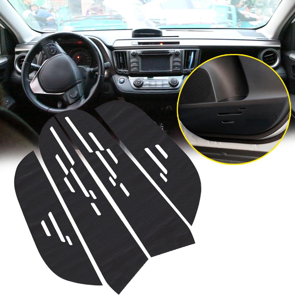 1 zestaw/4 sztuk folia ochronna na drzwi samochodu z włókna węglowego podkładki zabezpieczające przed kopnięciem naklejki samochodowe do stylizacji akcesoria dla Toyota Rav4 2014 2015