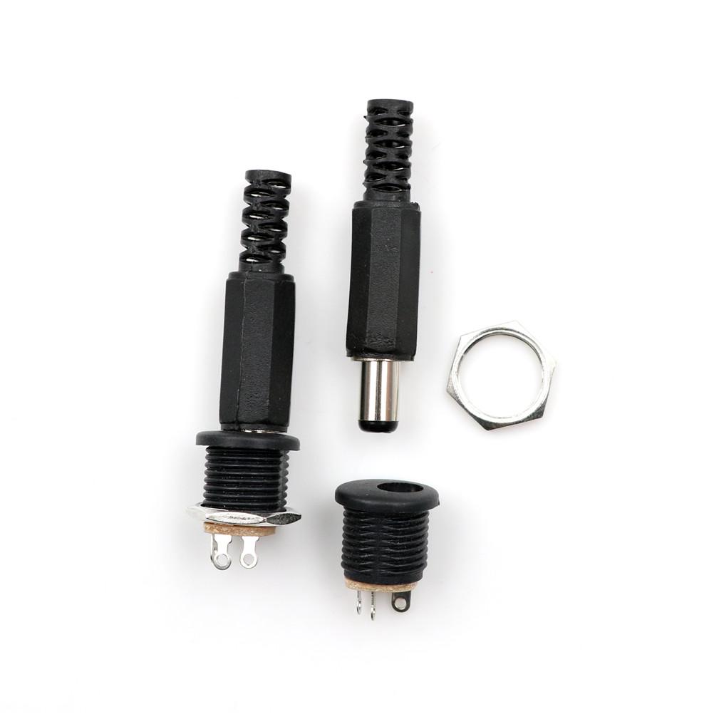 10 Pcs 5.5Mm 2.1Mm Male Dc Power Plug Connector Screw Lock Female Panel Socket