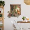 Window Rose Orange Cat Bedroom Living Room Home Background Beautification and Decoration Wall Stickers