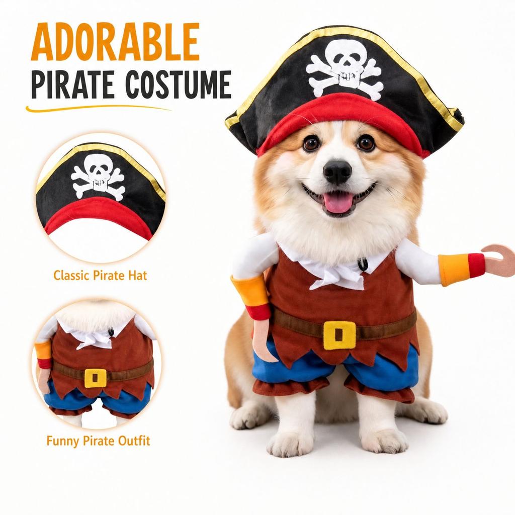 Halloween Pet Costume Funny Dress Up Outfit for Small Medium Dogs and Cats for Holiday Parties