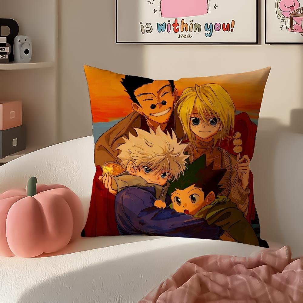 Thrilling Anime HHunter X Hunter Cushion Cover Pillowcase Short Plush Invisible Zipper Room Sofa Cushion Cover