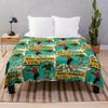 Decke mit Skimotiv im Cartoon-Stil, niedliche Flanelldecke, Thermodecke, Tagesdecke