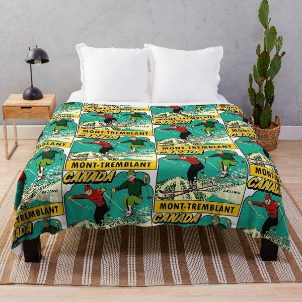 Decke mit Skimotiv im Cartoon-Stil, niedliche Flanelldecke, Thermodecke, Tagesdecke