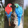 2 Pieces of Parrot Figures Garden Statues Court Art Decoration Wall Tree Decor for Outside