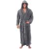 Men Hooded Bathrobe with Adjustable Belt Super Soft Fluffy Highly Absorbent Solid Color Pocket Design Male Bathrobe