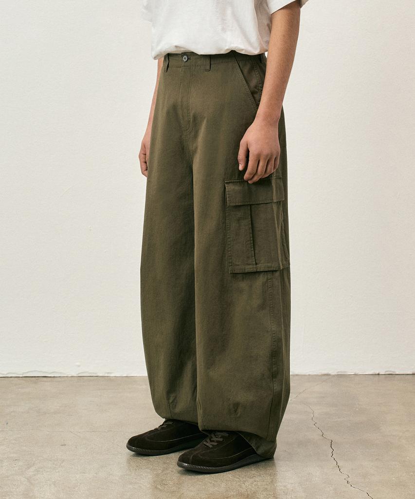 COSTUME O’CLOCK Cotton Washed Balloon Cargo Pants Beige Coospt244Beige