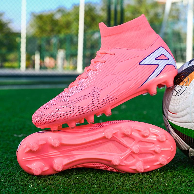Men'S High Top Soccer Shoes Fg Long Spikes Adult Football Shoes Lightweight Professional Athletic Training