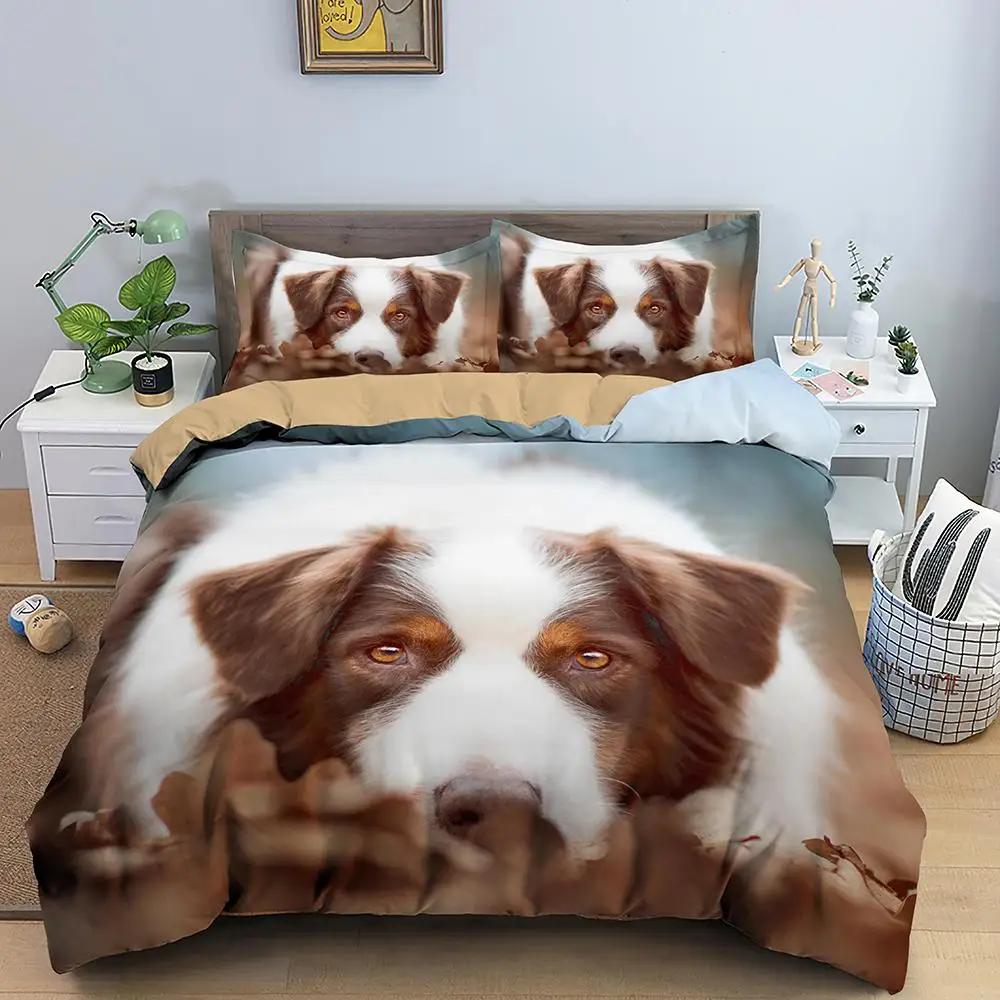 Dog Duvet Cover Set Golden Retriever Queen Size Bedding Set For Boys Girls Microfiber 3D Pet Themed Animal Funny Dog Quilt Cover