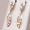Kienl Rose Gold Color Long Dangle Earring For Women Glossy Natural Zircon Accessories Ethnic Bride Daily Vintage Jewelry