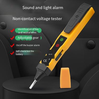 1 buc. Creion de testare cu inducție, inteligent, fără contact, cu alarmă sonoră și luminoasă, Detectare Fir Zero/Sub Tensiune, Punct de Întrerupere