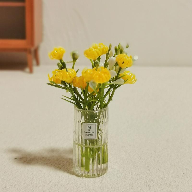 1/12 Scale Mini House Decoration Miniature Dollhouse Glass Flower Vase For Doll Accessories Home Decor Furniture Toy