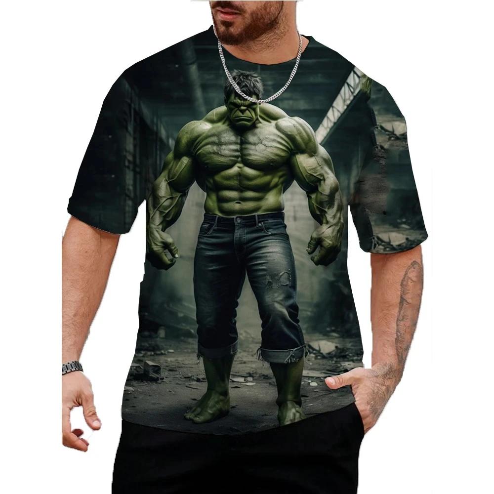 Marvel Hulk Print T-Shirt For Men Summer Cartoon Tops Tees Male Casual Stylish Short Sleeve Clothing Fashion Trendy Streetwear
