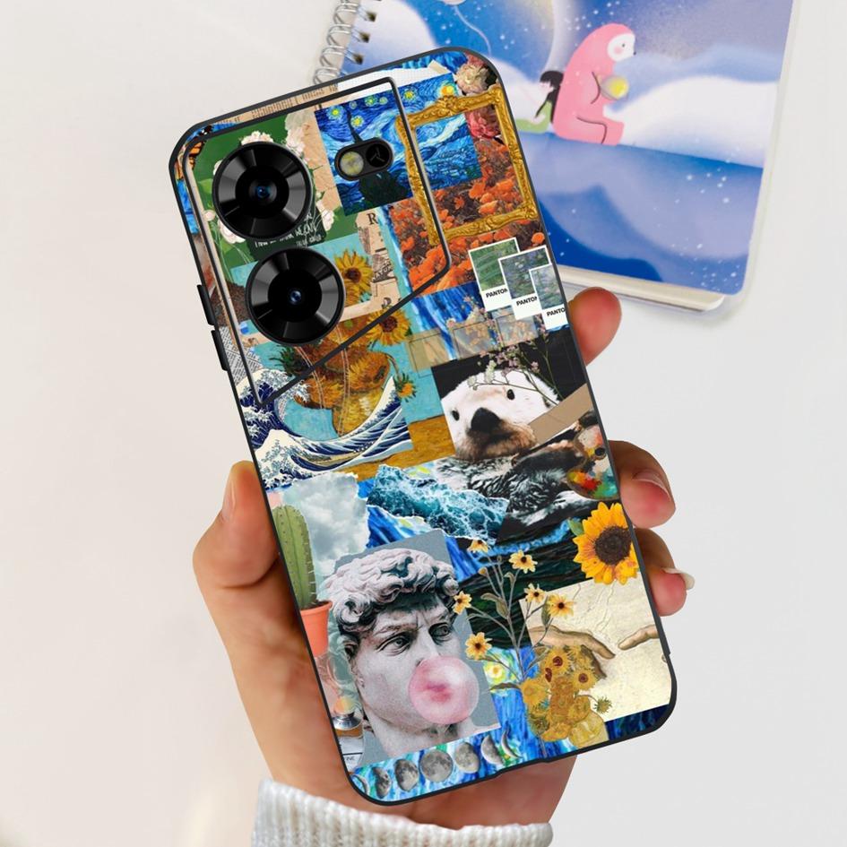 For Tecno Pova 5 2023 Case LH7n Fashion Butterly Flower Soft Silicone Phone Back Cover For Tecno Pova 5 4G Funda On Pova5 Bumper