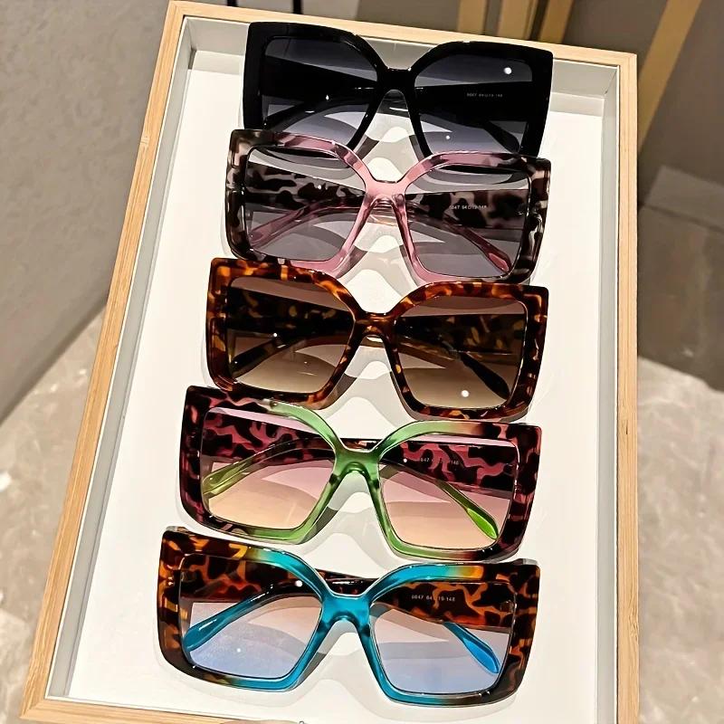 New Large Frame Sunglasses Men'S And Women'S Fashionable Rectangular Versatile Contrasting Color Simple Uv Resistant Glasses