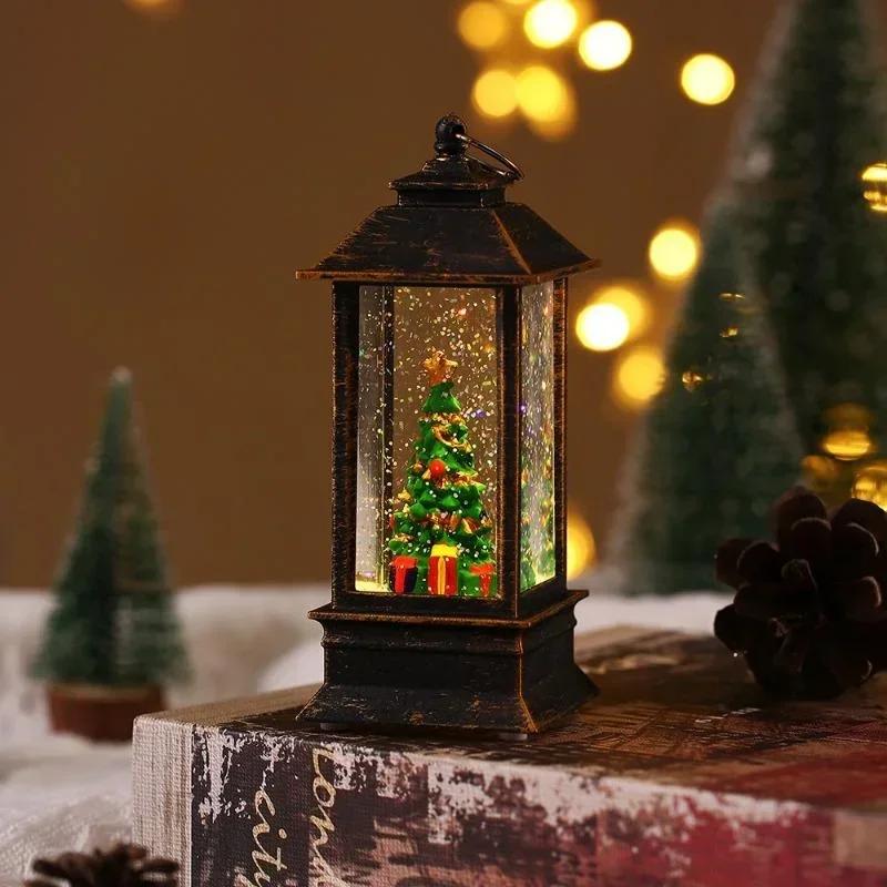 Retro Square Lamp Santa Claus Night Light Christmas LED Wind Lights Christmas Tree Ornaments Christmas Home Decoration Gift