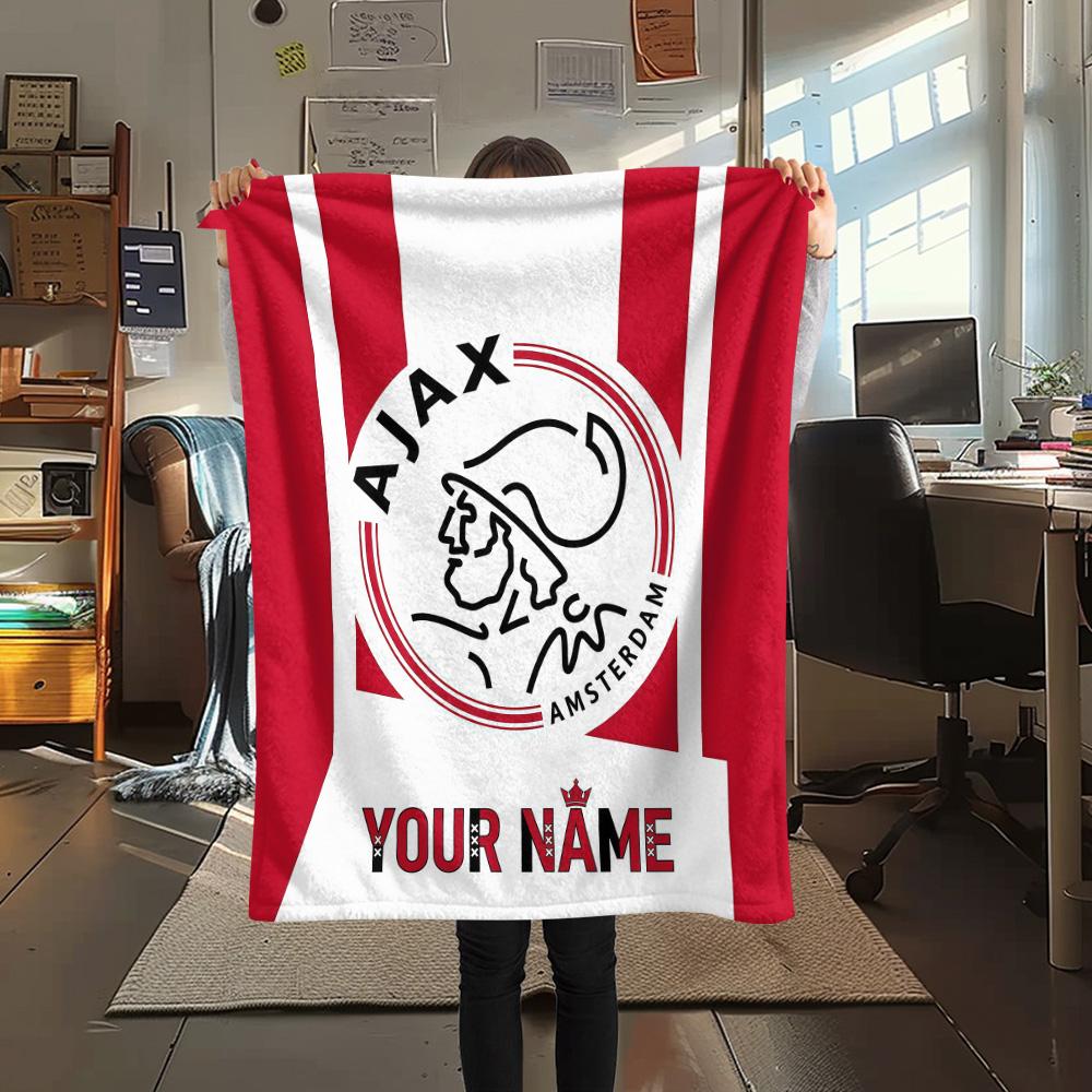Custom Name Ajax Amsterdam Flannel Blanket, High quality Comfortable for All Seasons, Home Decor, Warmth and Comfort