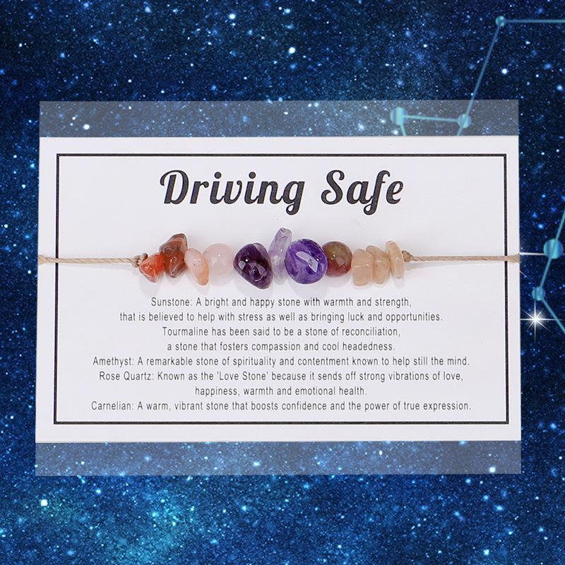 Handmade Natural Crystal Stone Beads Bracelet Black Braided Rope Chakra Jewelry for Women Men Luck Calm Love Gift