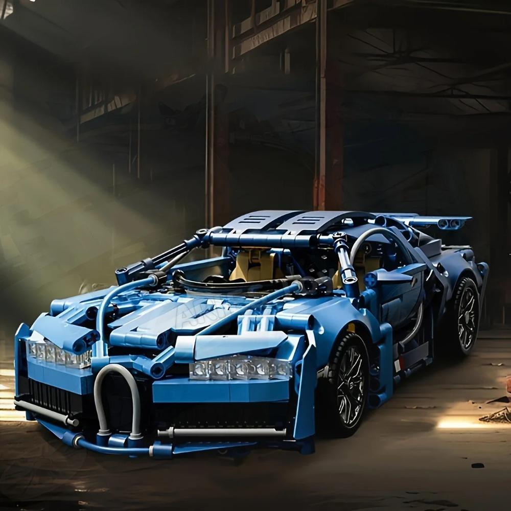 1690 Pieces Blue Sports Car Toy Model - Fashion Design, Cultivate Creativity and Hands-On Ability, Suitable for Daily Entertainment