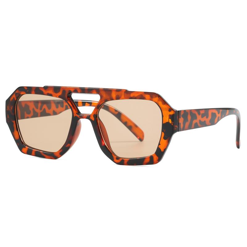 Retro Style Double Bridges Women's Sun Glasses Big Glasses Frame Leopard Brown Gradient Eyewear Fashion Style Luxury Designer Sun Eyeglasses Men's