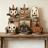 Halloween Wooden Table Tray Decor Set, Ghost Black Cat Pumpkin Owl Ornament Rustic Home Window Display Decoration