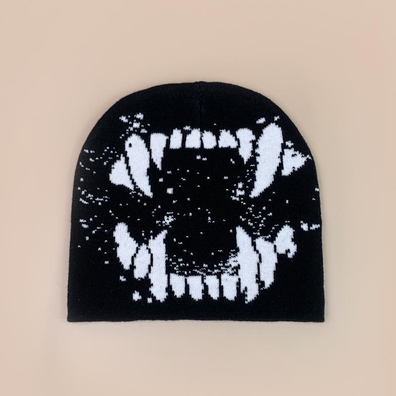 American Style Devil Hip Hop Knitted Hats Autumn And Winter New Unisex Funny Warm Personal Versatile Street Fashion Ins Beanies