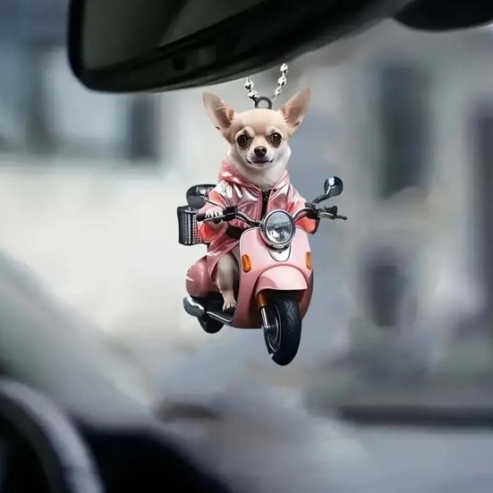 Christmas Pendant Rearview Mirror Hanging Ornament with Lanyard Easy to Hang Fade-Resistant Animal Dog