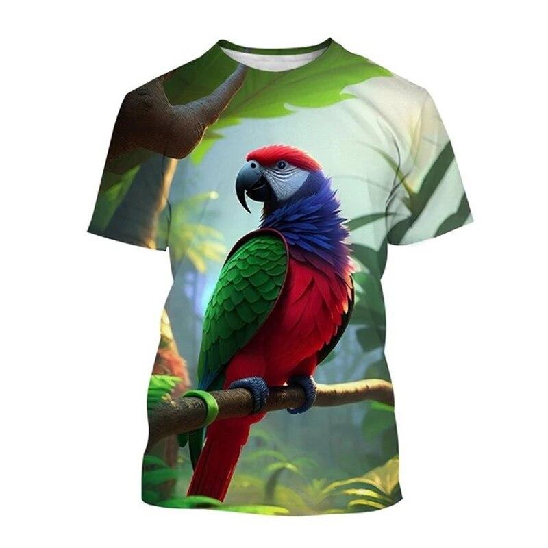Mode Nieuwe Kleur Papegaai Grafische T-shirts Voor Unisex Zomer Trend Casual T-shirts Harajuku Bedrukt O-hals Korte Mouw Top