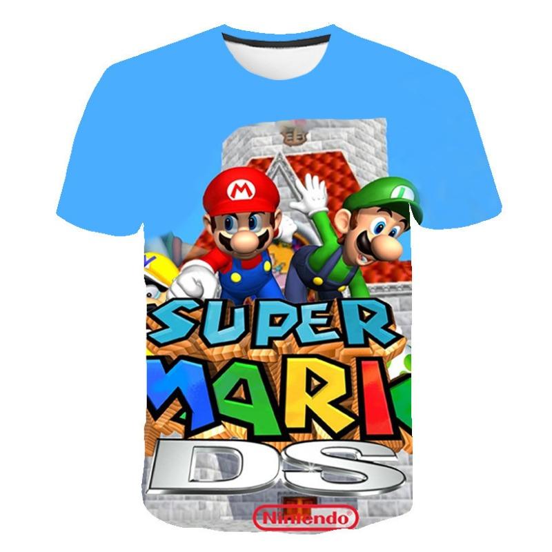 Summer 3D Digital Color Cartoon Animation Mario Print Children's Casual Comfortable Short Sleeved T-shirt