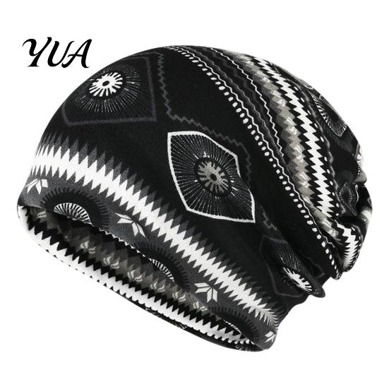 Slouchy Hat for Women Women's Geometry Print Hat, Casual Soft Stretch Skull Versatile Lazy Style Hair Tie Cap, Warm Cancer Chemo Headwear, Outdoor