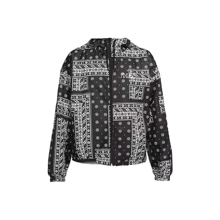 Nike Totem-Print Paisley Webjacke mit Kapuze Damenjacke Schwarz CU5893-010