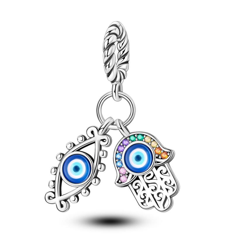 Copper Metal eyes smiling face blue starfish Charm Bead Components Compatible With Authentic Original Bracelet High Quality Fine Jewelry Charm Bead