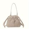 Fashionable Mini Plush Crossbody Bag with Drawstring - Soft Fuzzy Bucket Bag for Women,  Detachable Strap, Polyester Lined