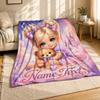 Princess Girl With Teddy Bear Name Coral Fleece Blanket