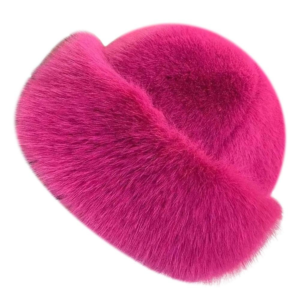Fashion Headwear Fluffy Fur Winter Hat Thicken Fisherman Hat Cold Windproof Solid Color Panama Cap for Women Girls