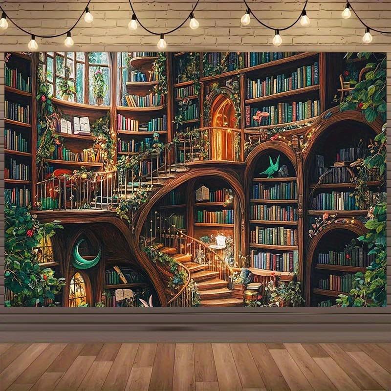 VIKAMAFantasy Library Background Cloth Banner Tapestry Theme Party Living Room Sofa Background Wall Room Decoration
