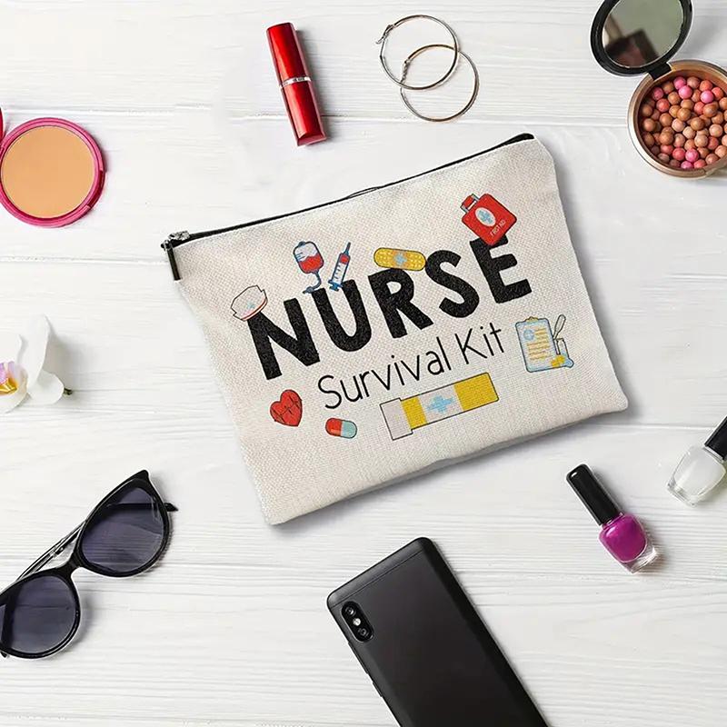 Travel Fashion Women's Cosmetic Case Cartoon Nurse Doctor Print Clutch Phone Bags Portable Makeup Bag Toiletry Bags