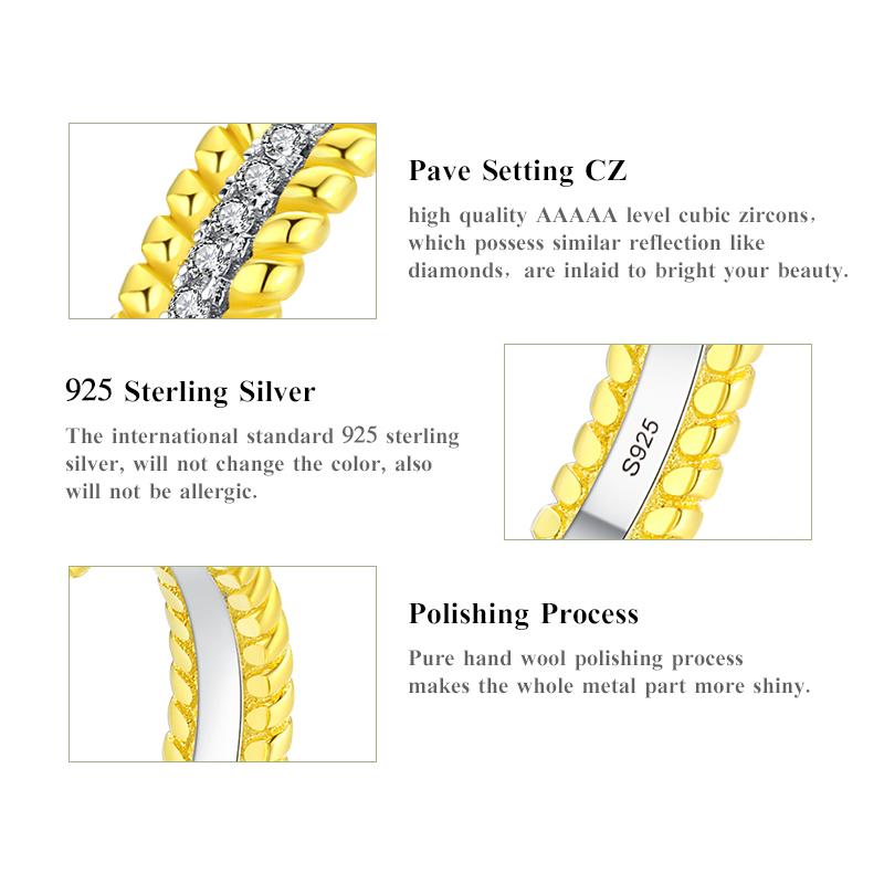 MODIAN Real 925 Sterling Silver Fashion Gold Color Twist Finger Ring For Women Wedding Silver Fine Female Jewelry Gift